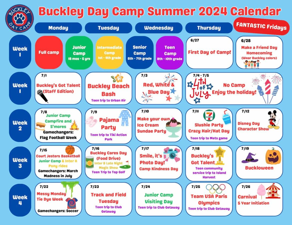 Summer Camp Calendar | Buckley Day Camp