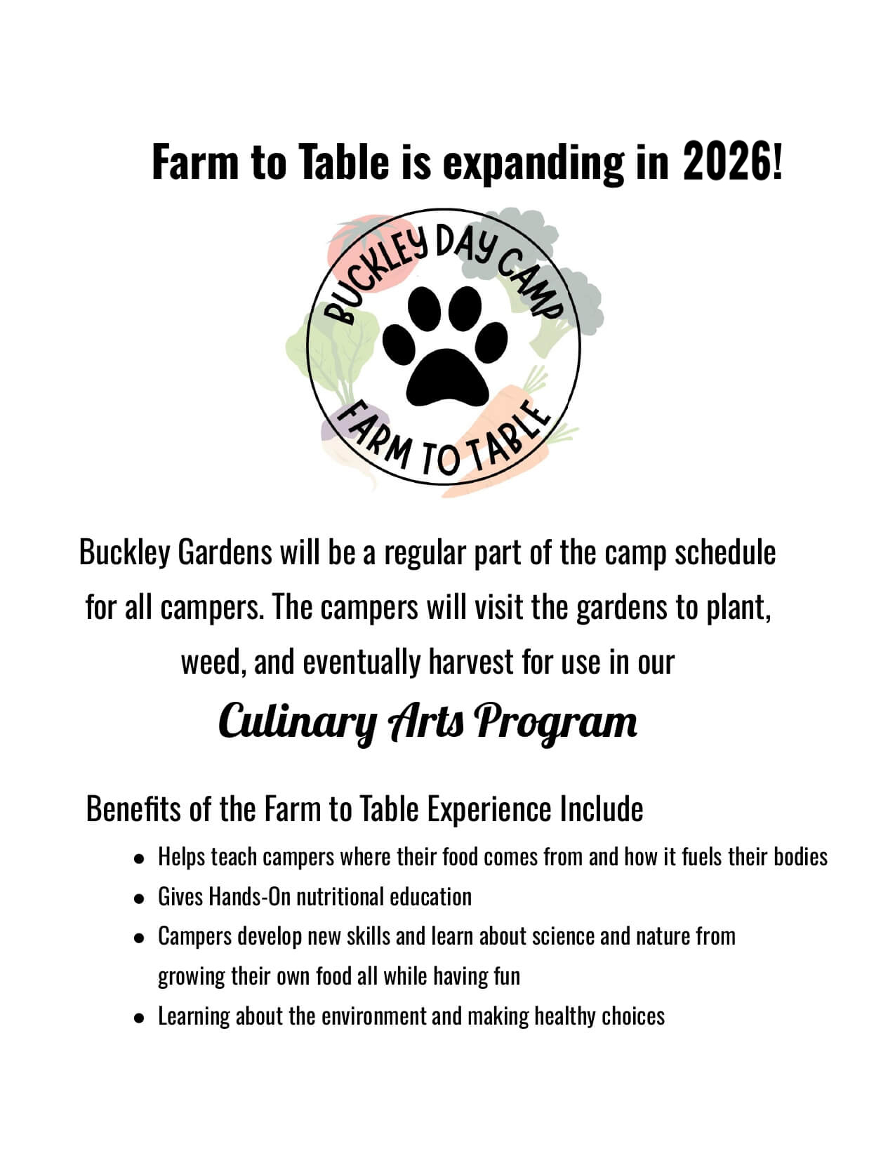 Farm to Table program flyer